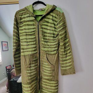 Artsy Green novelty cotton hooded jacket  Size Small